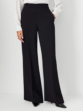 Ann Taylor Black Side Zip Wide-Leg Pant in Fluid Crepe Collection NWT Size 6
